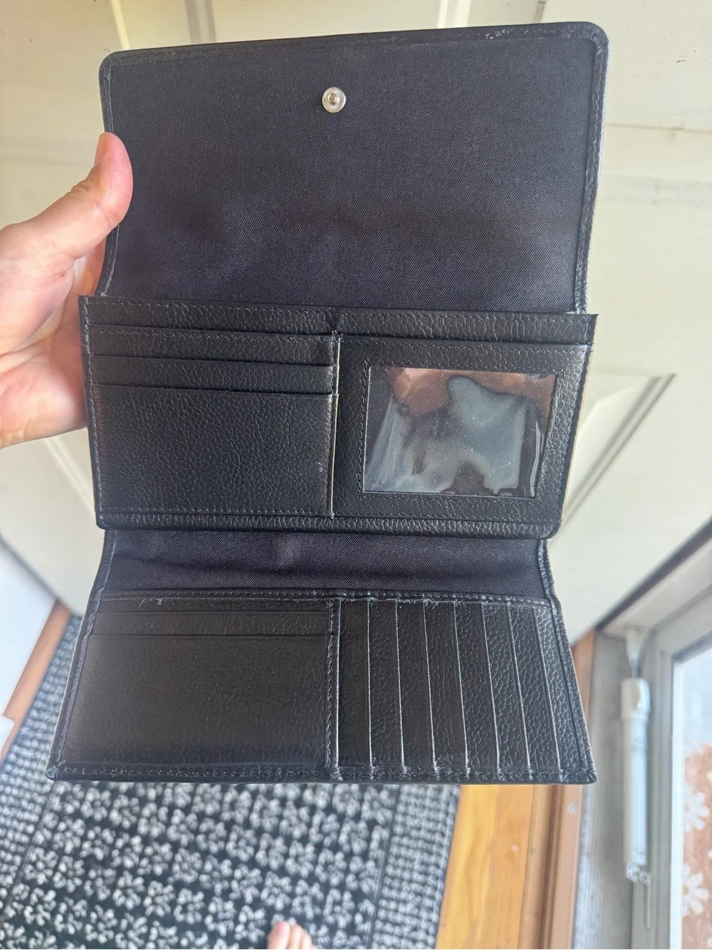 Timberland Black Genuine Leather Wallet with Silver Tree Emblem